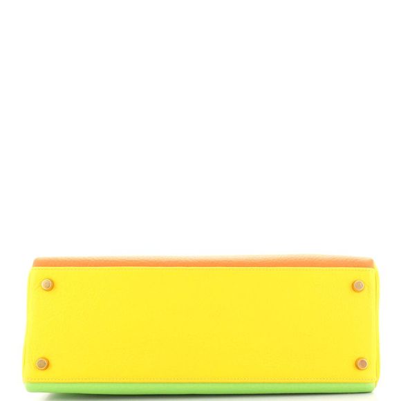 Hermes Kelly Handbag Tricolor Clemence with Gold Hardware 32 Multicolor - Picture 5 of 10
